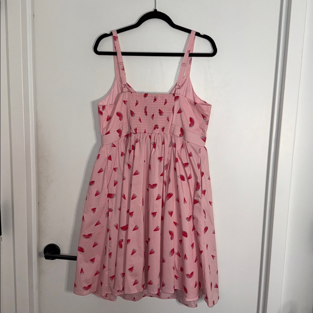Torrid Retro Pink Watermelon Poplin Mini Skater Dress - Picture 4 of 7